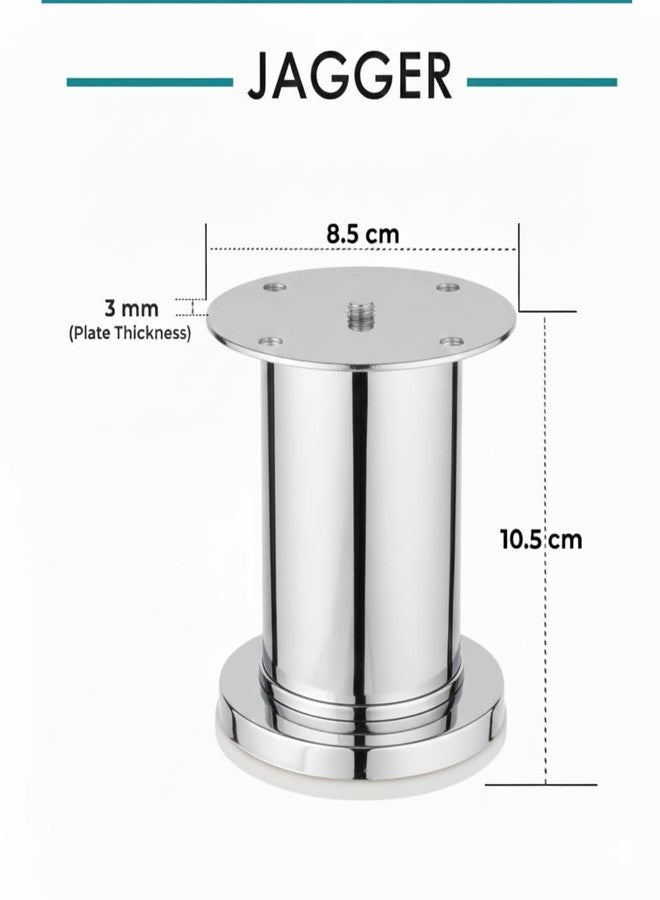 JAGGER أرجل دعم أثاث JAGGER JAG406 مقاس 4 بوصات من الفولاذ المقاوم للصدأ للأرائك والأسرة والخزائن ودواليب الملابس والطاولات | أرجل دعم معدنية قوية ومتينة للخزائن | سهلة التركيب، تدوم طويلاً (2، كروم [NX11]) - Image 3